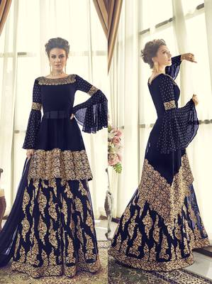 Dark blue multi resham work georgette salwar 2