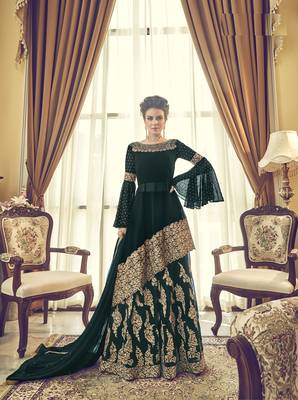 Green multi resham work georgette salwar 1