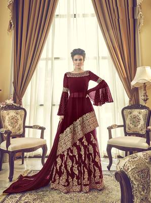 Red multi resham work georgette salwar 1