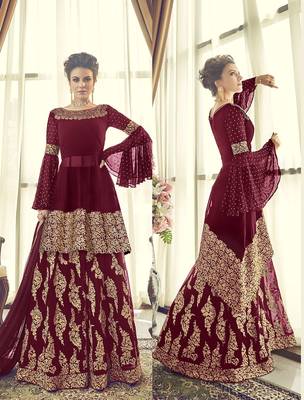 Red multi resham work georgette salwar 2