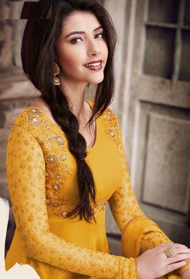 Yellow multi resham work georgette salwar 2
