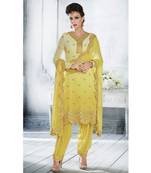 Yellow multi resham work georgette salwar