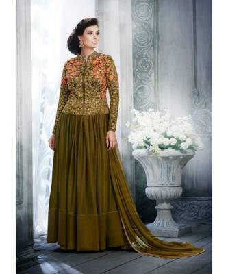 Dark-green multi resham work silk salwar 1