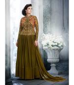 Dark-green multi resham work silk salwar