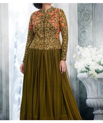 Dark-green multi resham work silk salwar 3