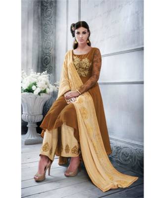 Brown multi resham work silk salwar 3