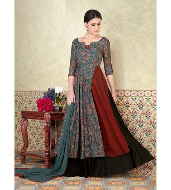 Green resham embroidery tussar silk salwar 1