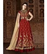 Brown resham embroidery silk salwar