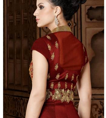 Brown resham embroidery silk salwar 2