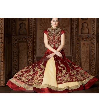 Brown resham embroidery silk salwar 3