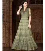 Green resham embroidery net salwar