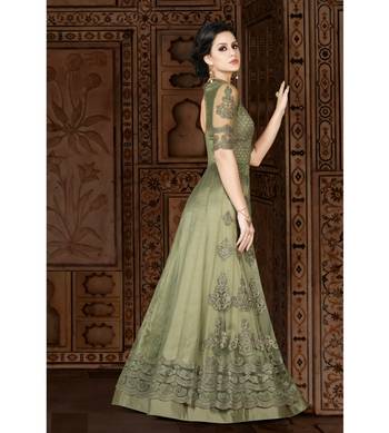 Green resham embroidery net salwar 2