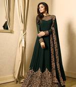 Dark green multi resham work georgette salwar