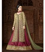 Green resham embroidery net salwar
