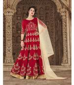 Red resham embroidery silk salwar