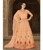 Peach resham embroidery net salwar