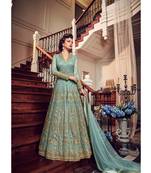 Sky blue resham embroidery net salwar