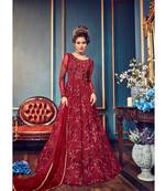 Red resham embroidery net salwar