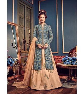 Blue resham embroidery georgette salwar 1
