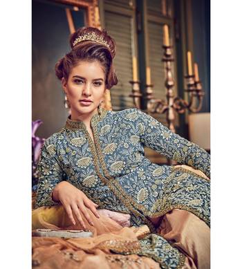 Blue resham embroidery georgette salwar 2