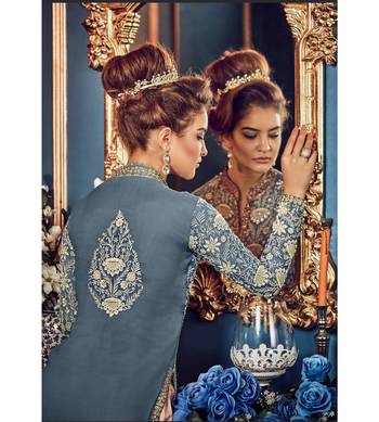 Blue resham embroidery georgette salwar 4