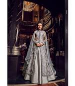 Grey resham embroidery net salwar
