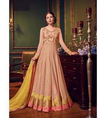 Peach resham embroidery georgette salwar 1