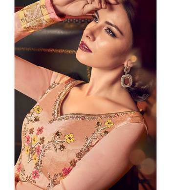 Peach resham embroidery georgette salwar 2