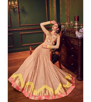 Peach resham embroidery georgette salwar 3