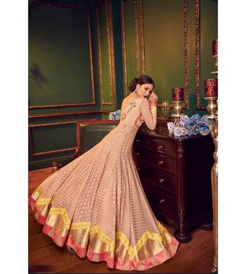 Peach resham embroidery georgette salwar 4