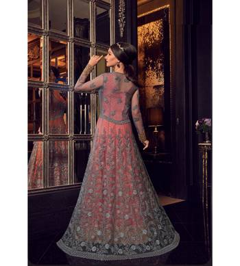 Pink resham embroidery net salwar 2