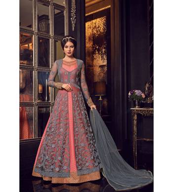 Pink resham embroidery net salwar 3