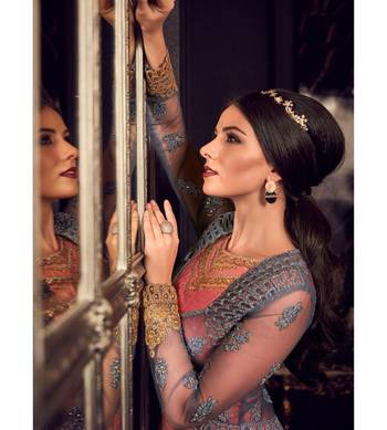 Pink resham embroidery net salwar 4