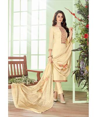Cream multi resham work cotton silk salwar 1