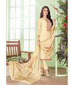 Cream multi resham work cotton silk salwar