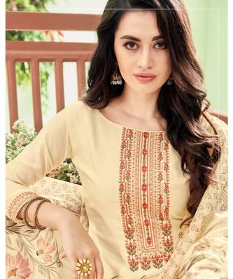 Cream multi resham work cotton silk salwar 2