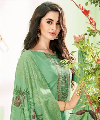 Green multi resham work cotton silk salwar 2