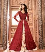Maroon embroidered georgette salwar