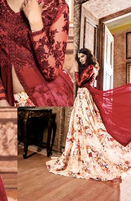Maroon embroidered georgette salwar 2