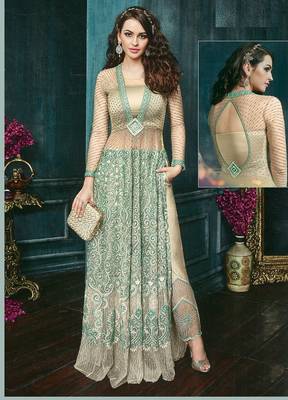 Light blue embroidered net salwar 2