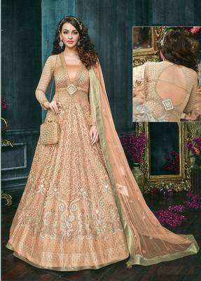 Orange embroidered net salwar 1
