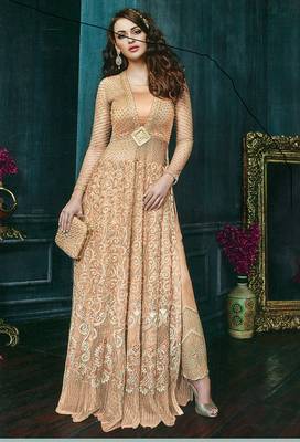 Orange embroidered net salwar 2