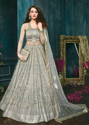 Grey embroidered net salwar 1
