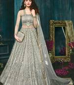 Grey embroidered net salwar