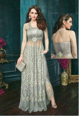 Grey embroidered net salwar 2
