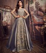 Grey embroidered silk salwar