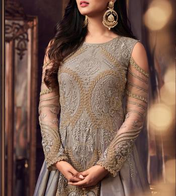 Grey embroidered silk salwar 2