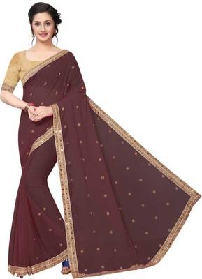 Brown Marbal Embroidered Saree with Blouse 1