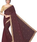 Brown Marbal Embroidered Saree with Blouse