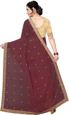 Brown Marbal Embroidered Saree with Blouse 2